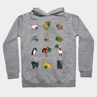 Animals Holding Shamrocks for St Patricks Day Hoodie